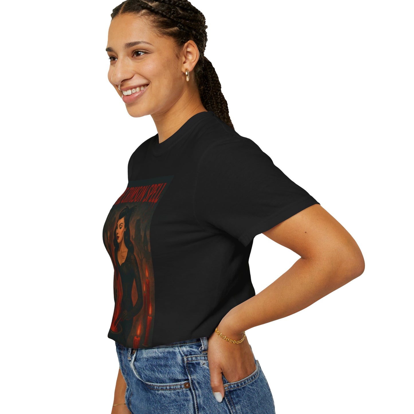 The Crimson Spell Halloween Unisex T-Shirt – Retro Witch Graphic Tee, Vintage Horror Spooky Top,  Scary Season Shirt - Madame Soulière