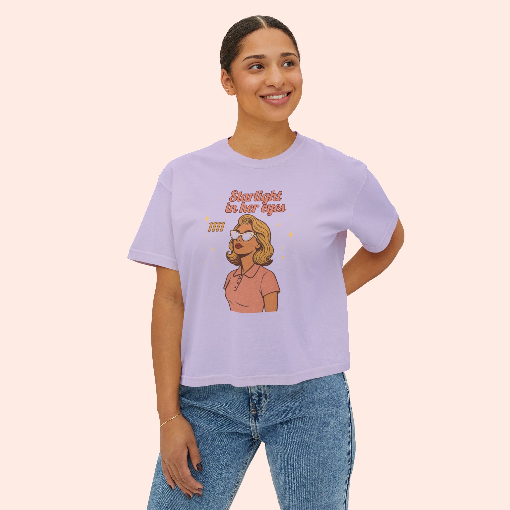 Starlight in Her Eyes 1111 – Retro Vintage Boxy T-Shirt