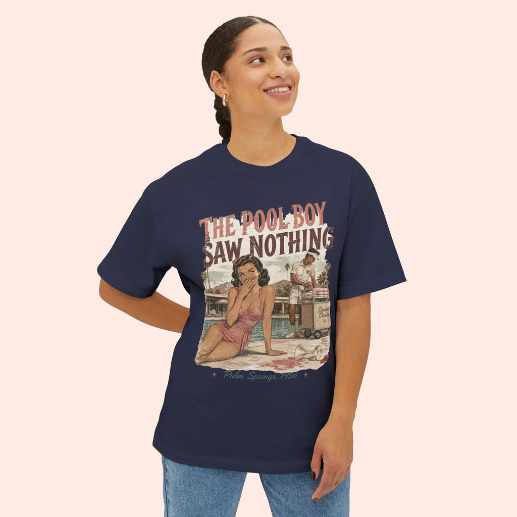 The Pool Boy Saw Nothing – Long Boxy Graphic Tee