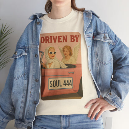 Driven by Soul 444 – Angel Number Retro Graphic Tee | Unisex Vintage Empowerment Shirt - Madame Soulière