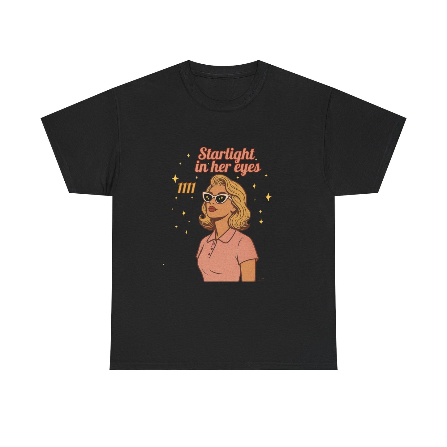 Starlight in Her Eyes – 1111 Angel Number Retro T-Shirt | Unisex Spiritual Vintage Tee - Madame Soulière