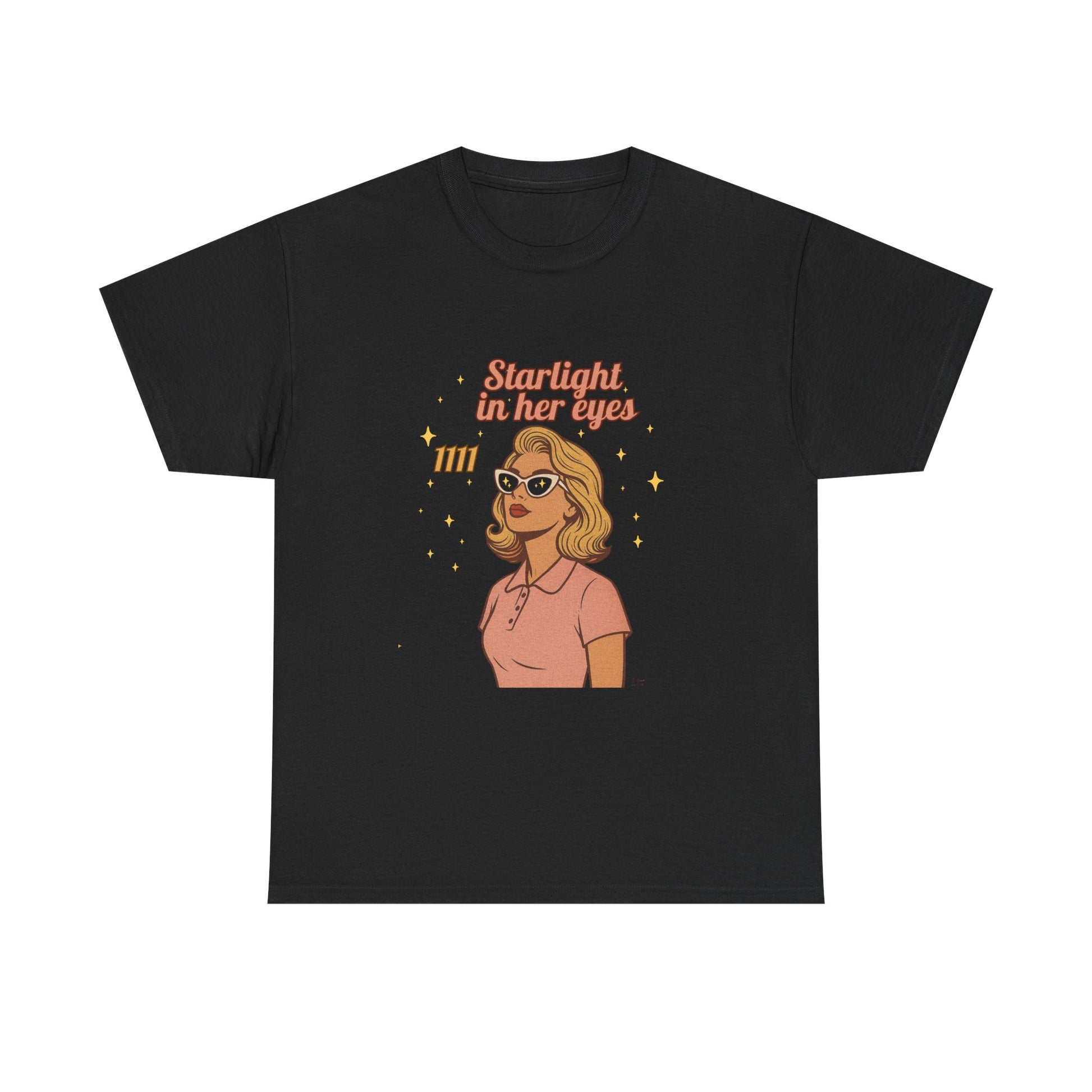 Starlight in Her Eyes – 1111 Angel Number Retro T-Shirt | Unisex Spiritual Vintage Tee - Madame Soulière