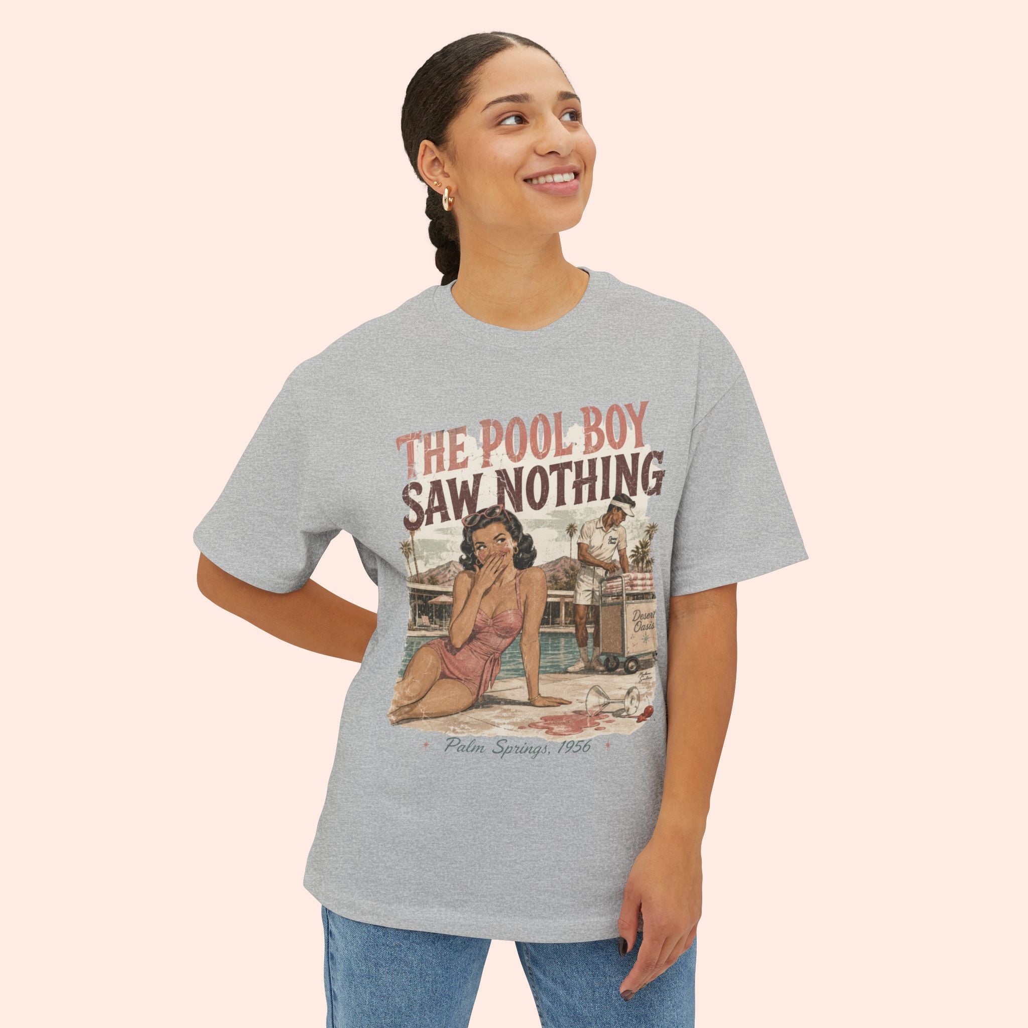 The Pool Boy Saw Nothing – Long Boxy Graphic Tee