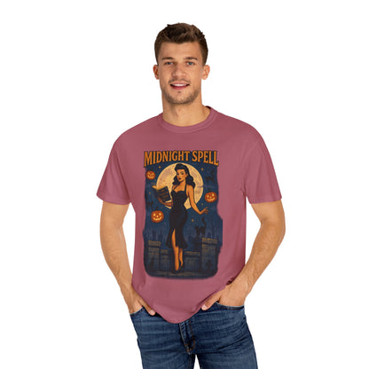 Midnight Spell Halloween Unisex T-Shirt – Retro Witch Graphic Tee, Vintage Spooky Horror Top, Scary Season Shirt - Madame Soulière