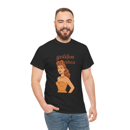 Golden Vibes – Retro Pin-Up Graphic Tee | Unisex Vintage Aesthetic T-Shirt - Madame Soulière