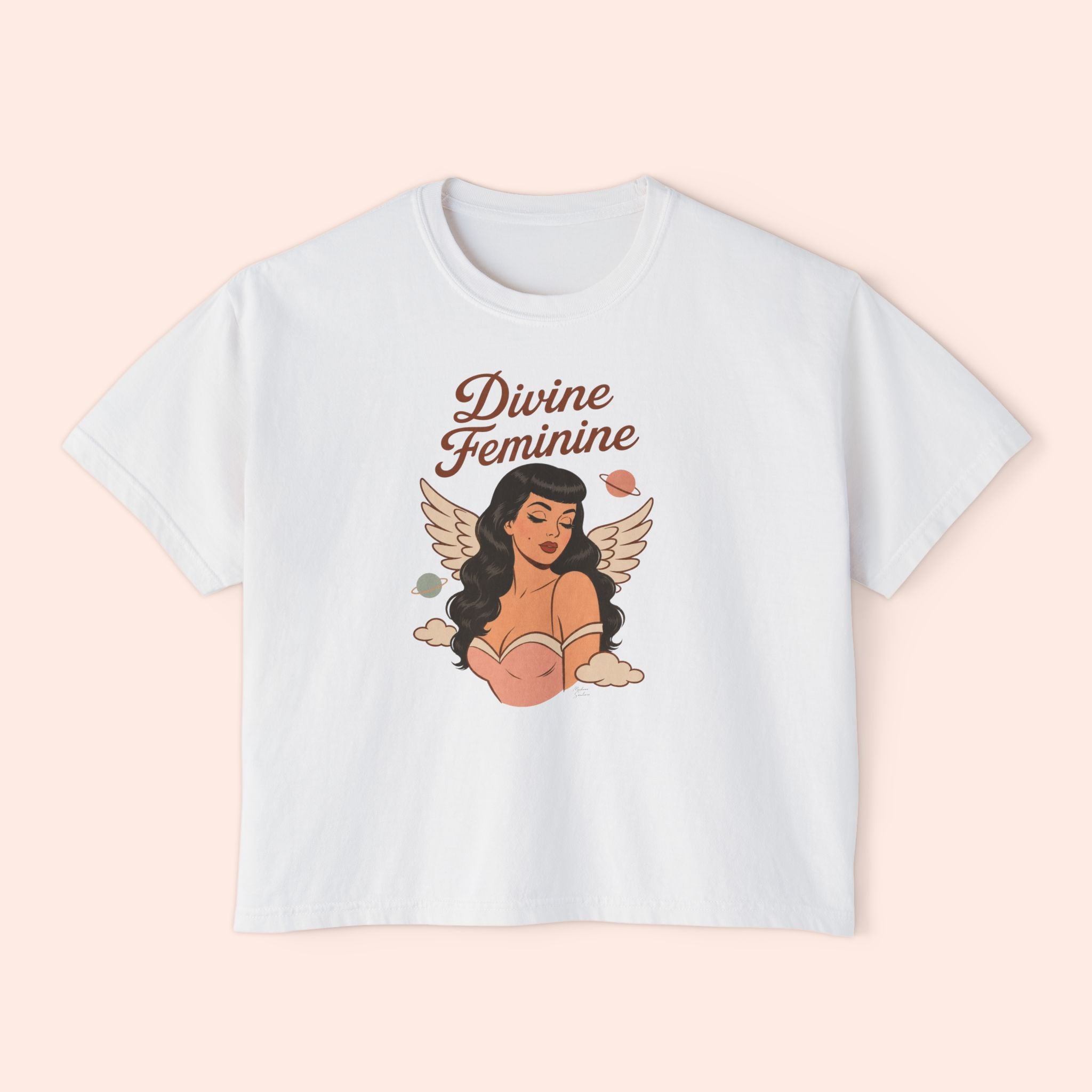 Divine Feminine - Retro Pin Up Celestial Graphic Boxy T-Shirt