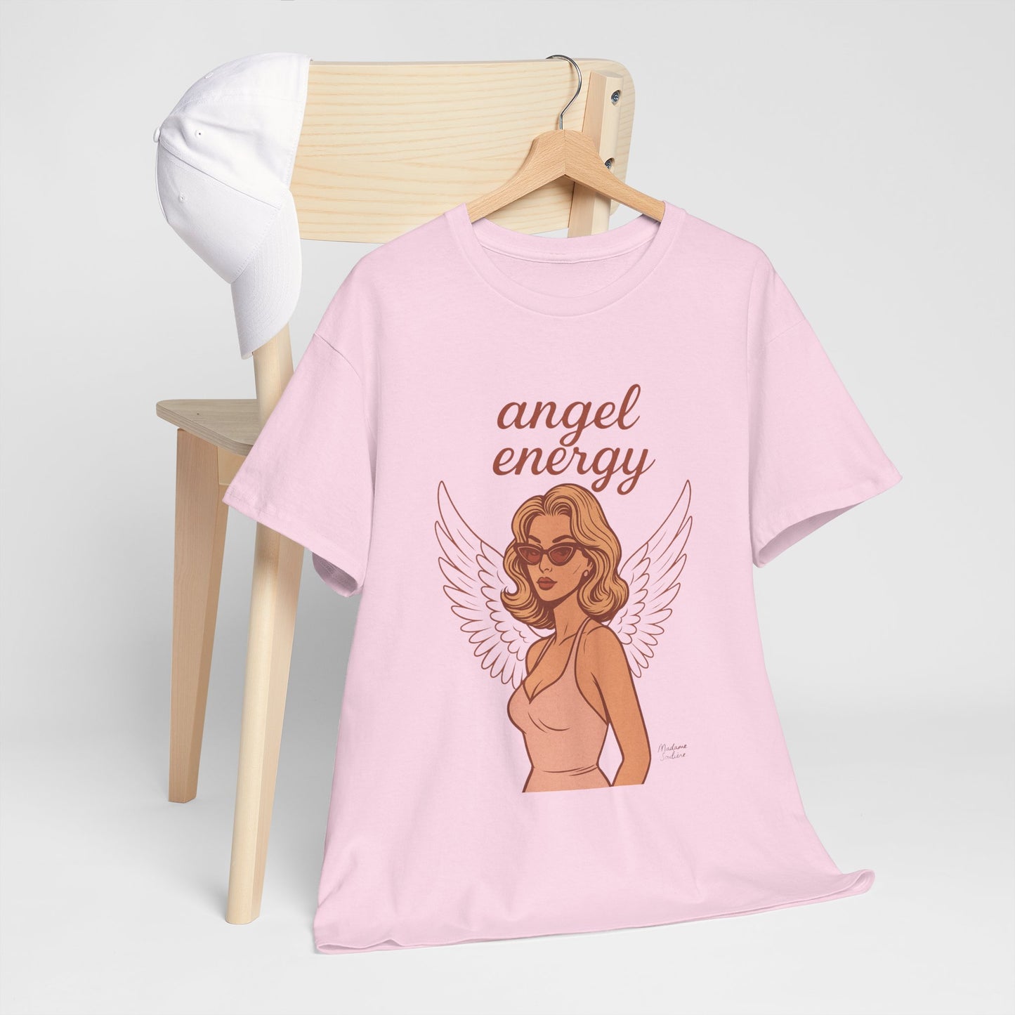Angel Energy Unisex T-Shirt – Vintage Retro Graphic Tee, Spiritual Pin Up Shirt, Feminine Aesthetic Empowerment Top - Madame Soulière