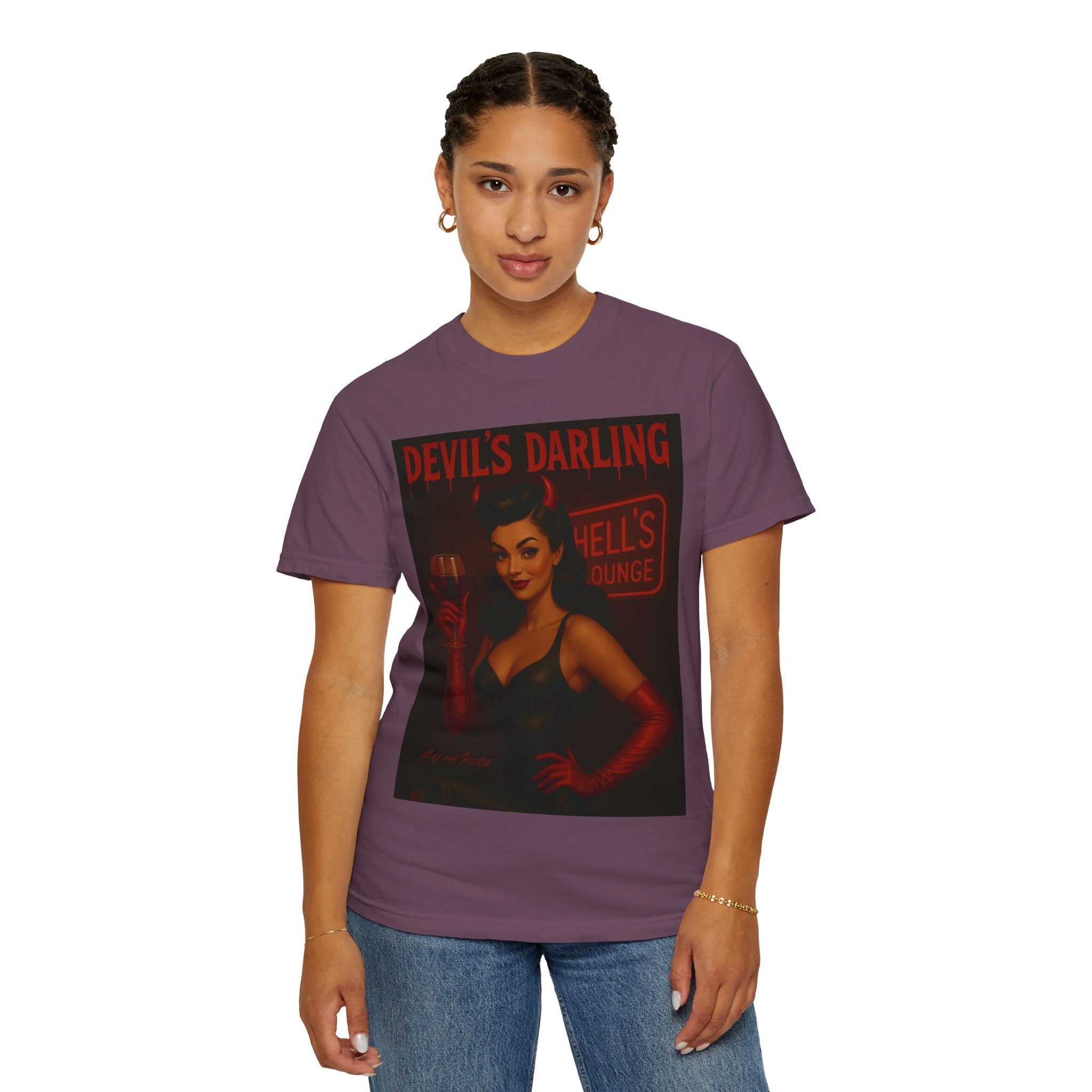 Devil’s Darling – Retro Pin-Up Devil Unisex T-Shirt