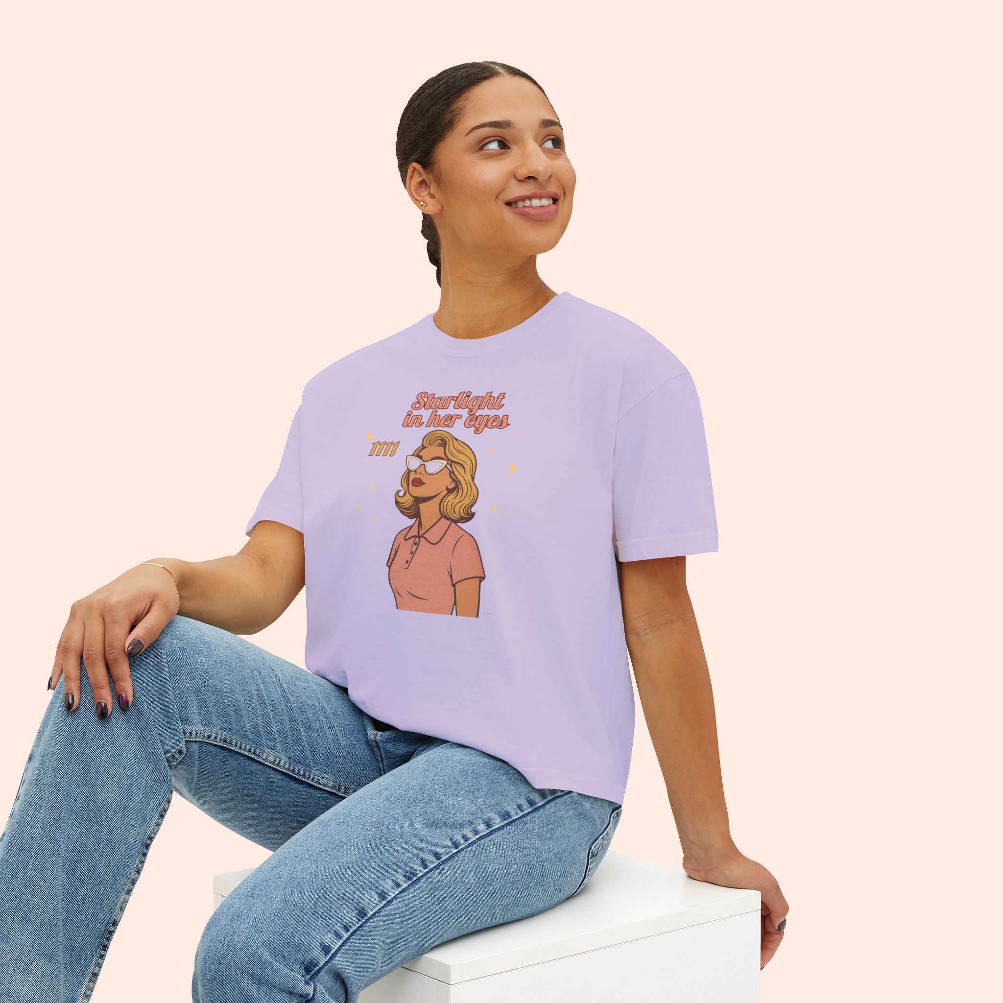 Starlight in Her Eyes 1111 – Retro Vintage Boxy T-Shirt
