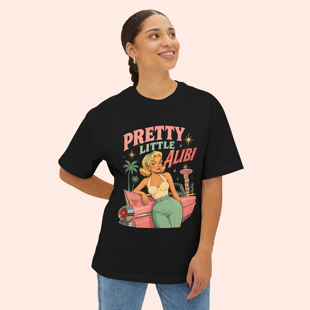 Pretty Little Alibi - Retro Pin Up Long Boxy T-Shirt
