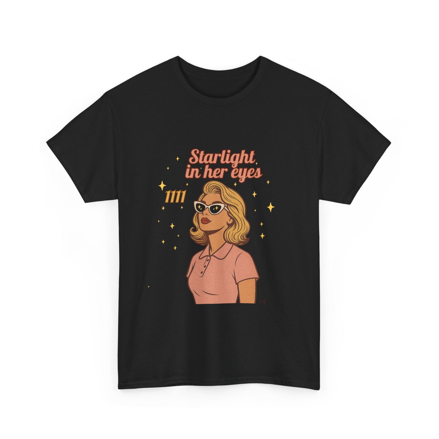 Starlight in Her Eyes – 1111 Angel Number Retro T-Shirt | Unisex Spiritual Vintage Tee - Madame Soulière
