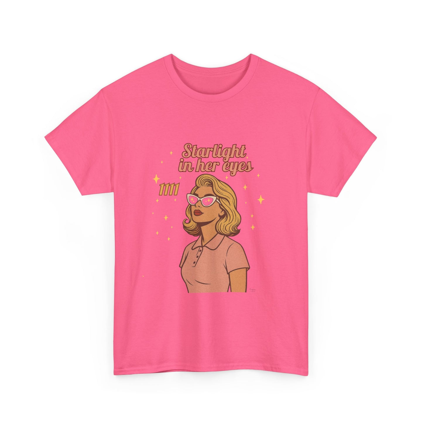 Starlight in Her Eyes – 1111 Angel Number Retro T-Shirt | Unisex Spiritual Vintage Tee - Madame Soulière