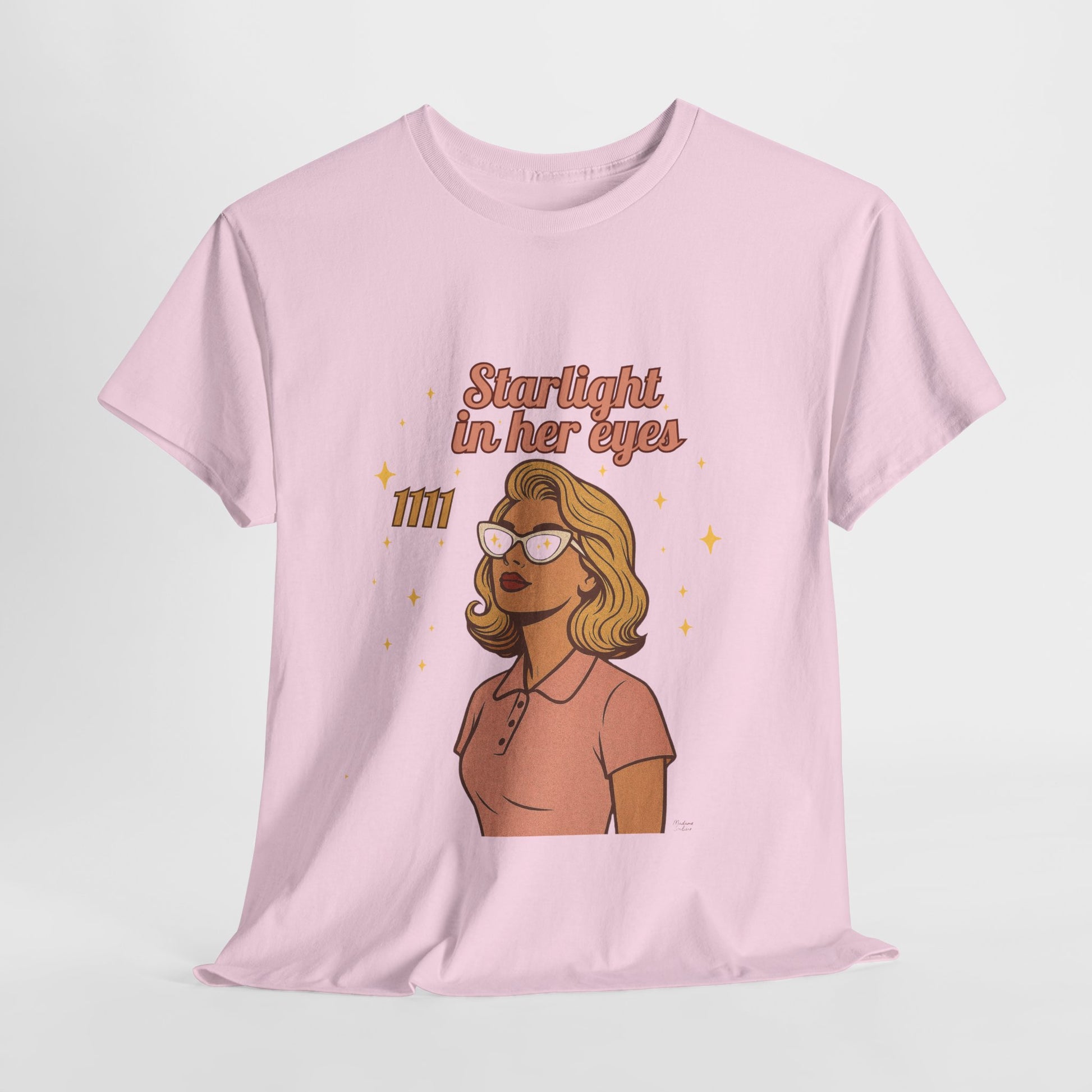 Starlight in Her Eyes – 1111 Angel Number Retro T-Shirt | Unisex Spiritual Vintage Tee - Madame Soulière