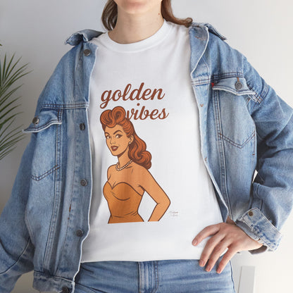 Golden Vibes – Retro Pin-Up Graphic Tee | Unisex Vintage Aesthetic T-Shirt - Madame Soulière