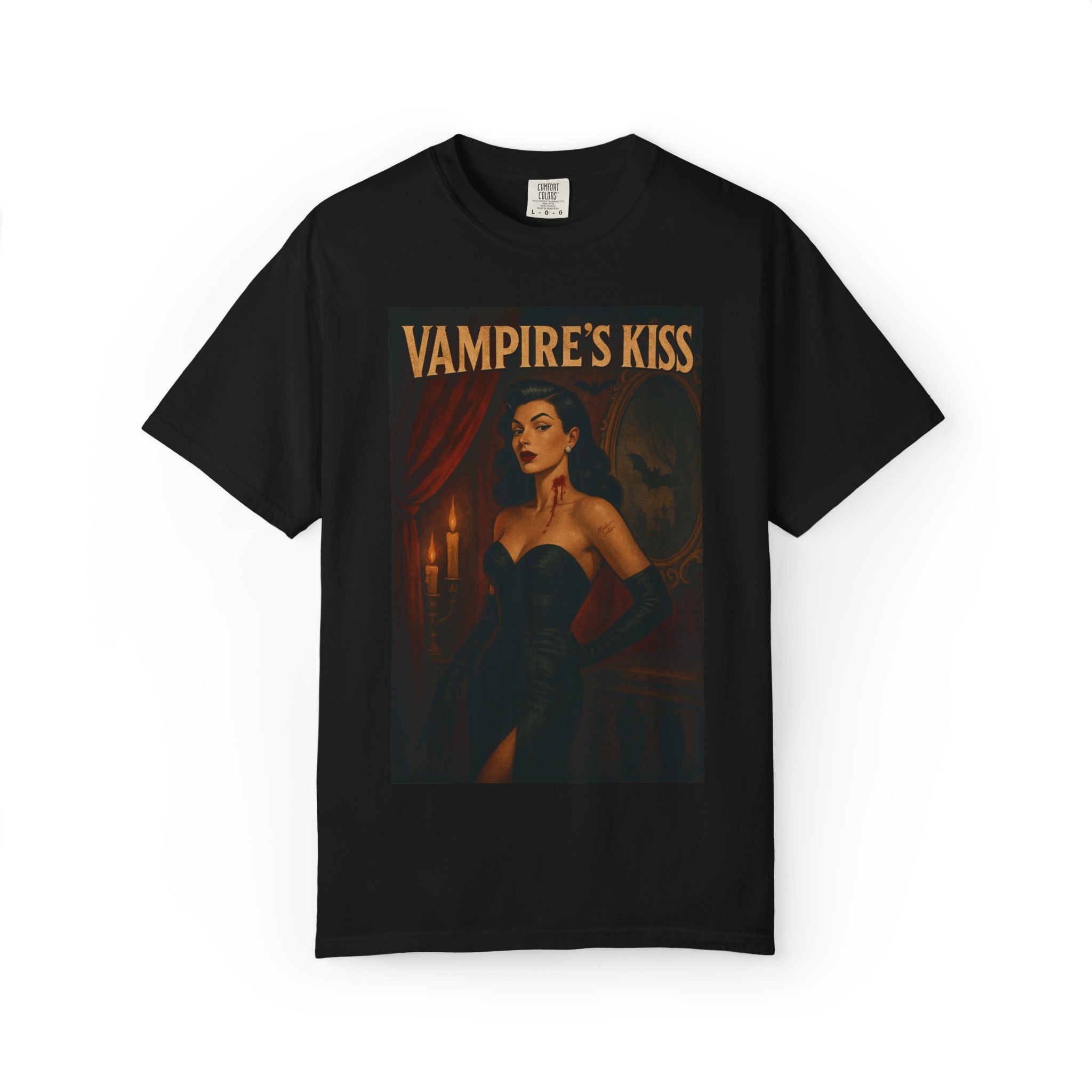 Vampire’s Kiss – Retro Pin-Up Vampire Unisex T-Shirt