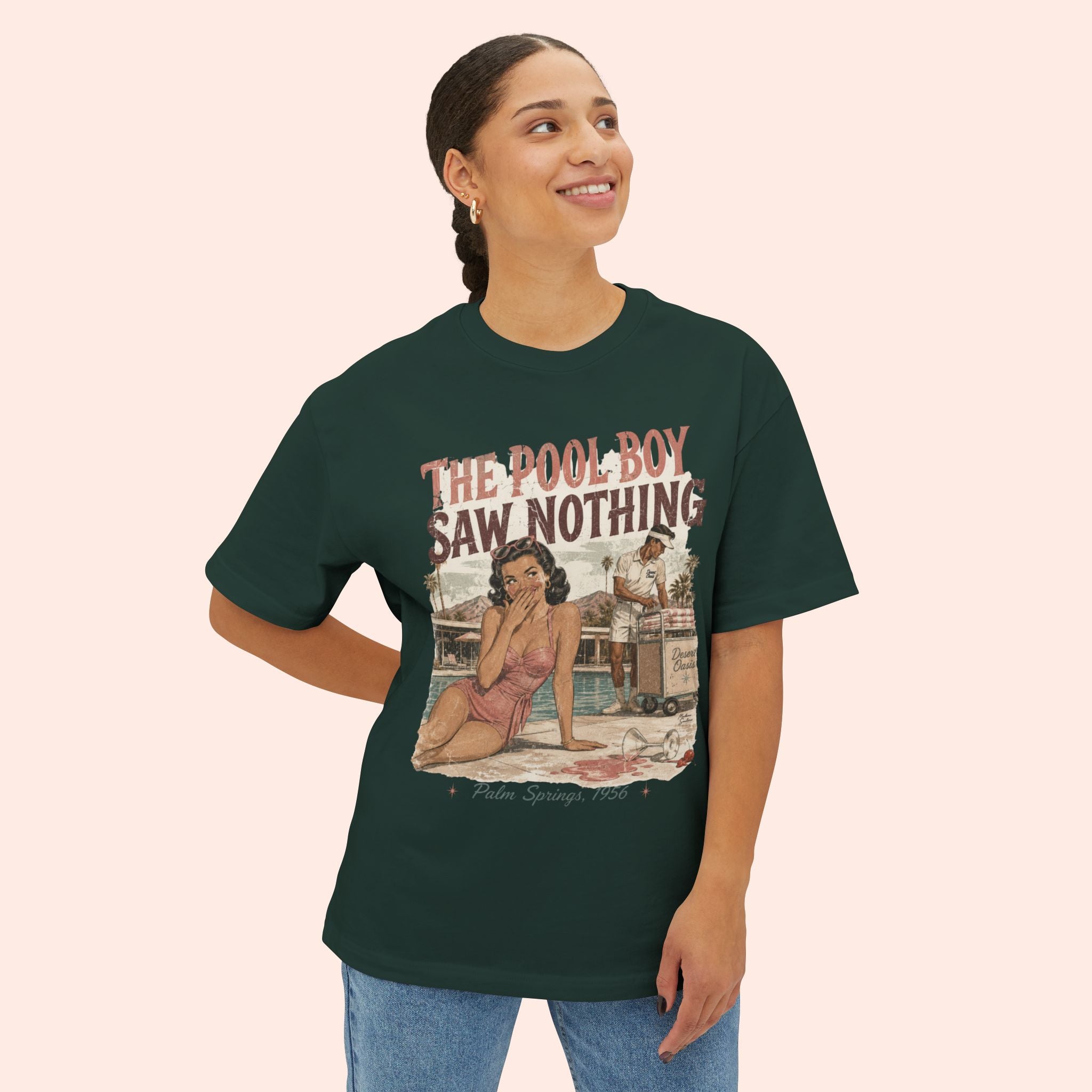 The Pool Boy Saw Nothing – Long Boxy Graphic Tee