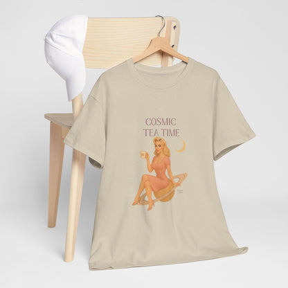 Cosmic Tea Time 111 Unisex T-Shirt – Retro Vintage Graphic Tee, Angel Number Shirt, Spiritual Pin Up Top, Unisex Cosmic Vibes Tee - Madame Soulière