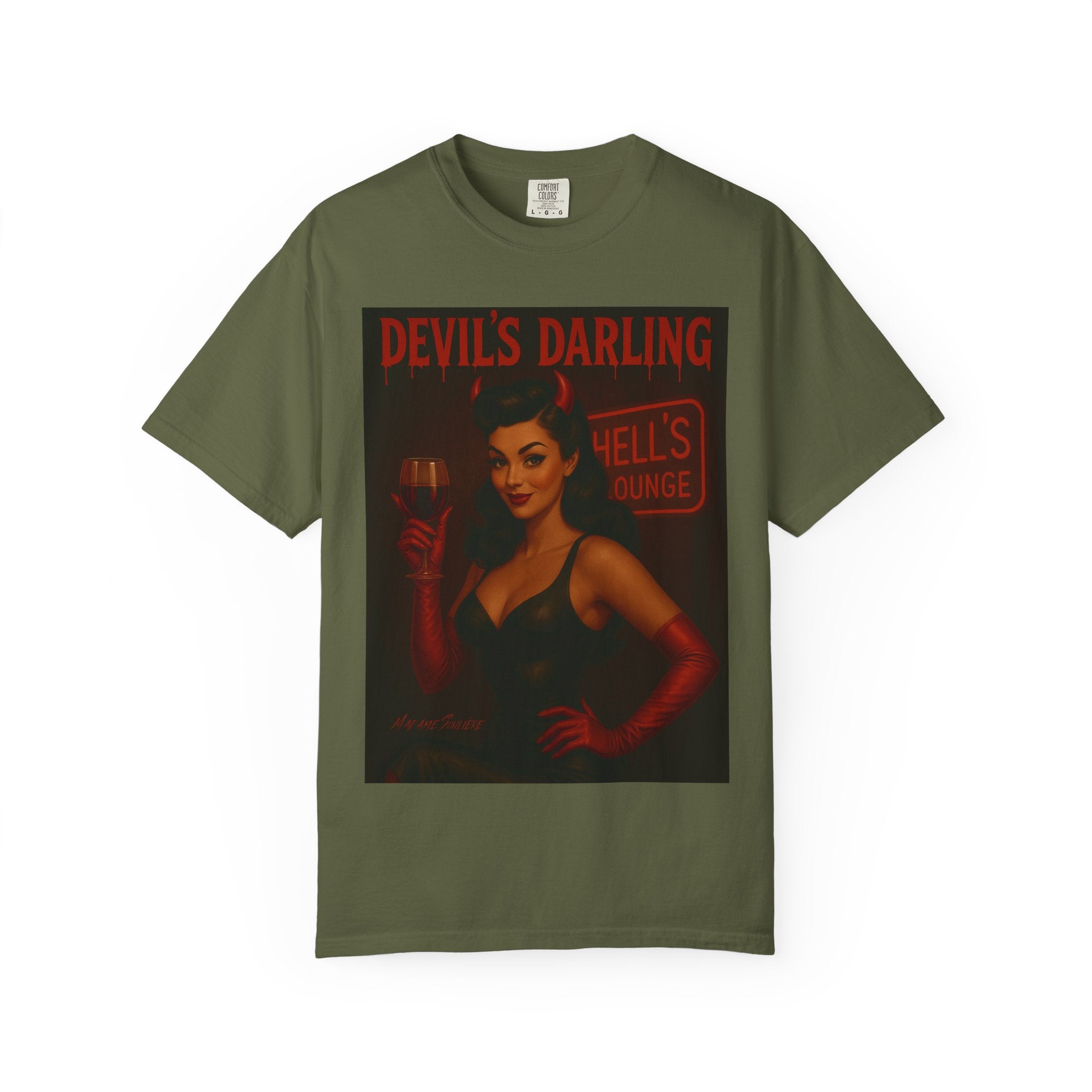 Devil’s Darling – Retro Pin-Up Devil Unisex T-Shirt