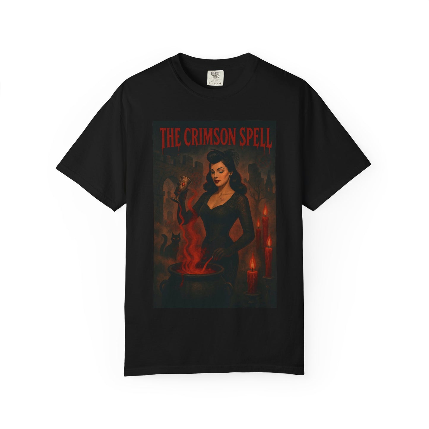 The Crimson Spell Halloween Unisex T-Shirt – Retro Witch Graphic Tee, Vintage Horror Spooky Top,  Scary Season Shirt - Madame Soulière