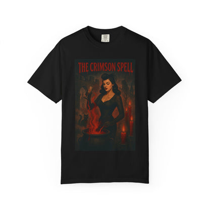 The Crimson Spell Halloween Unisex T-Shirt – Retro Witch Graphic Tee, Vintage Horror Spooky Top,  Scary Season Shirt - Madame Soulière