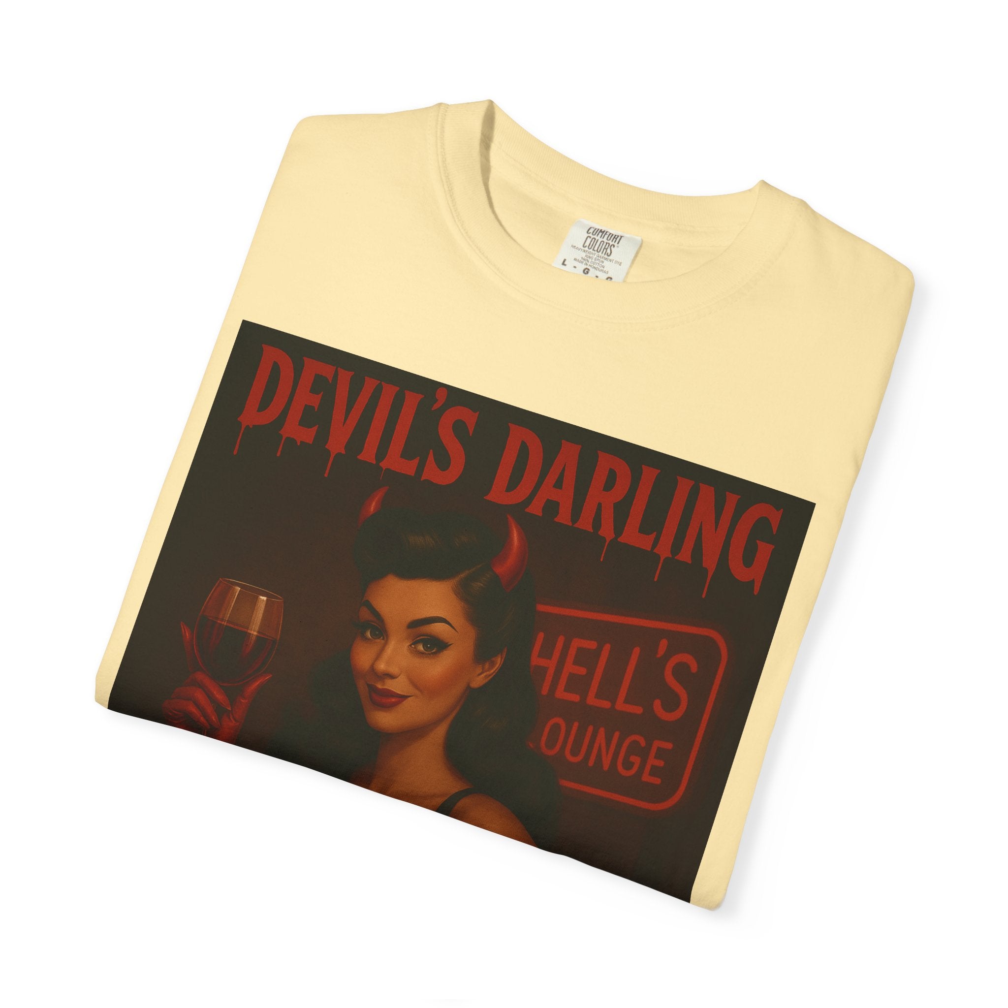 Devil’s Darling – Retro Pin-Up Devil Unisex T-Shirt