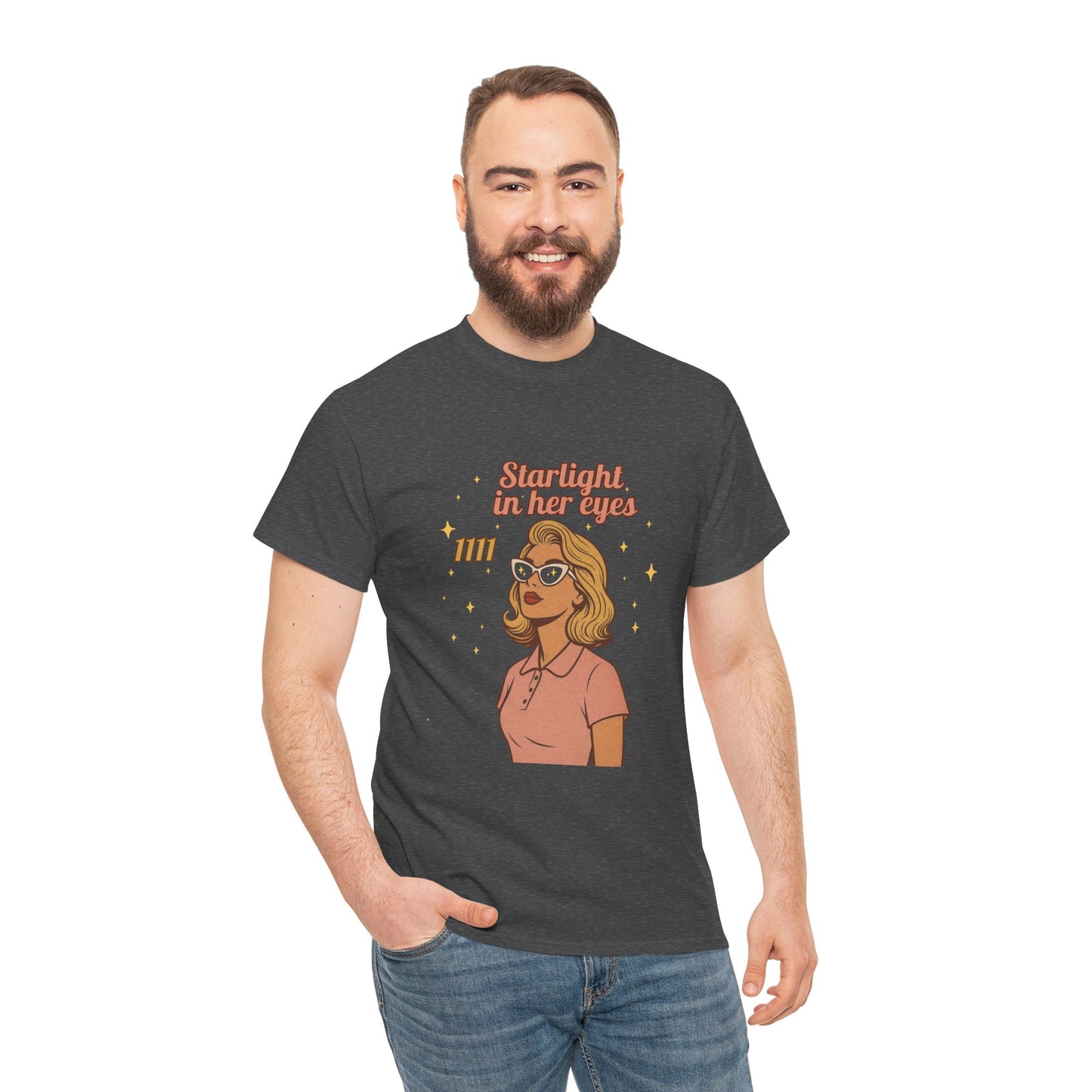 Starlight in Her Eyes – 1111 Angel Number Retro T-Shirt | Unisex Spiritual Vintage Tee - Madame Soulière