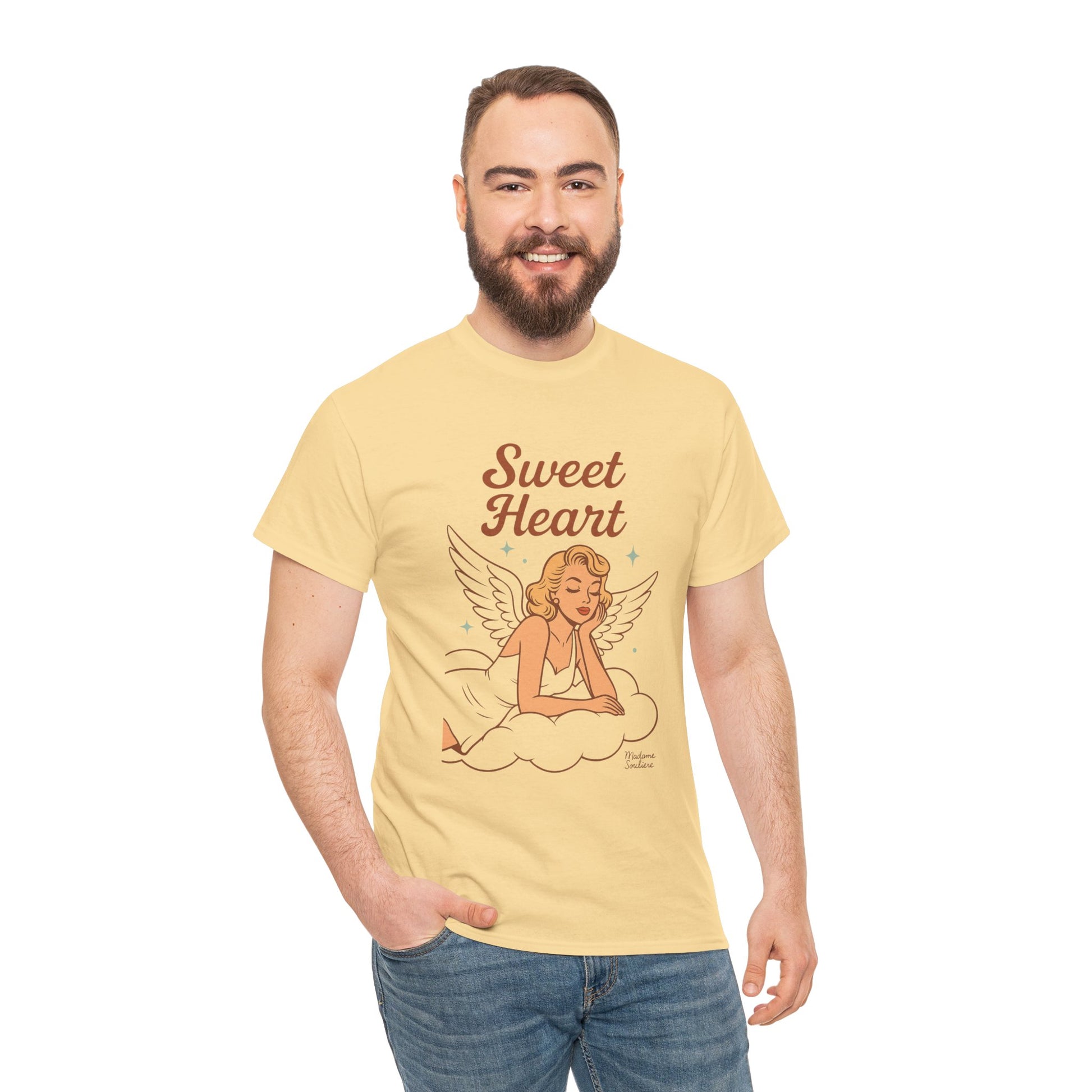 Sweet Heart Unisex T-Shirt – Retro Angel Graphic Tee, Vintage Pin Up Inspired Top, Feminine Heaven Sent Shirt - Madame Soulière