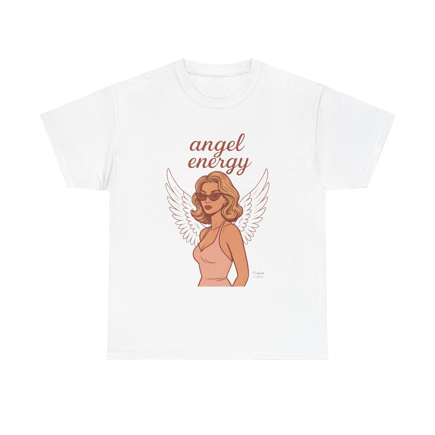 Angel Energy Unisex T-Shirt – Vintage Retro Graphic Tee, Spiritual Pin Up Shirt, Feminine Aesthetic Empowerment Top - Madame Soulière