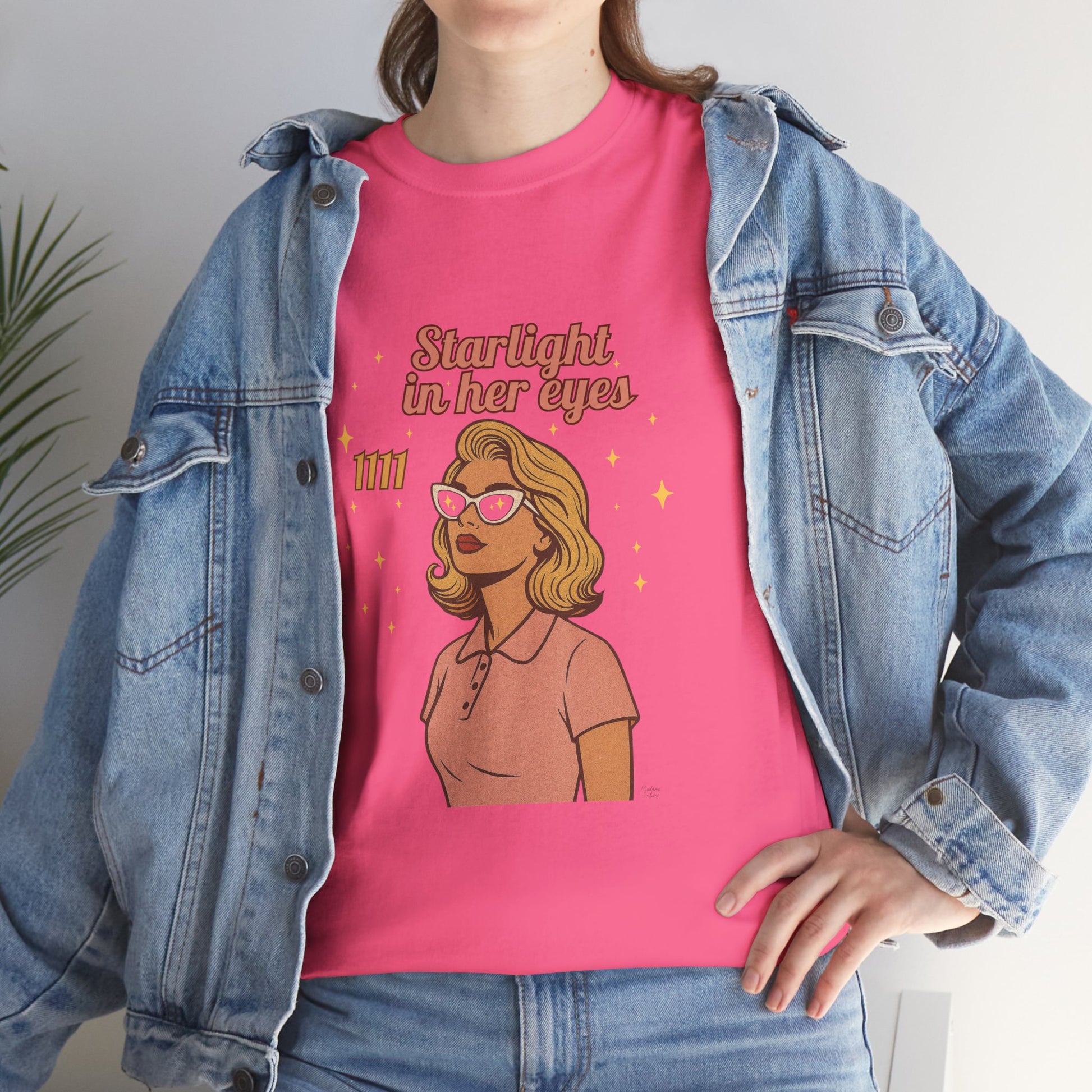 Starlight in Her Eyes – 1111 Angel Number Retro T-Shirt | Unisex Spiritual Vintage Tee - Madame Soulière