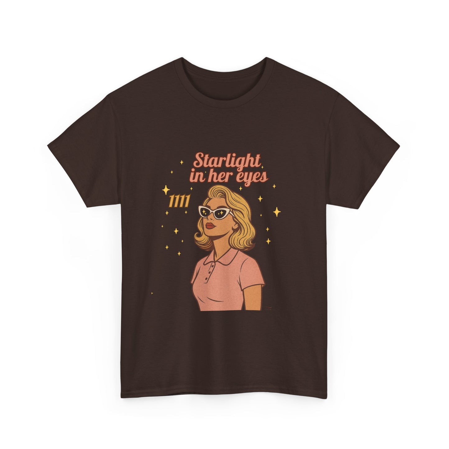Starlight in Her Eyes – 1111 Angel Number Retro T-Shirt | Unisex Spiritual Vintage Tee - Madame Soulière