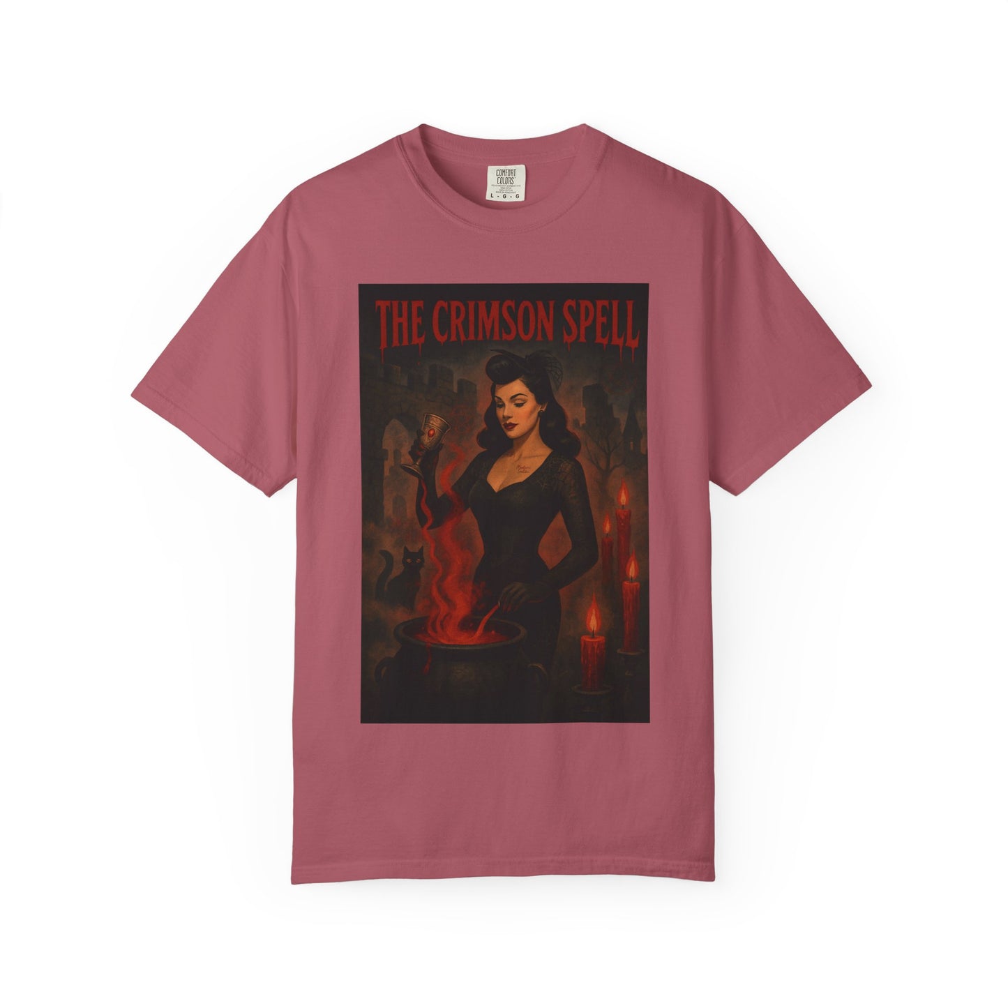 The Crimson Spell Halloween Unisex T-Shirt – Retro Witch Graphic Tee, Vintage Horror Spooky Top,  Scary Season Shirt - Madame Soulière