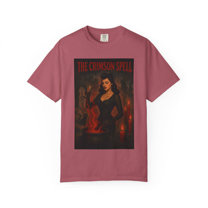The Crimson Spell Halloween Unisex T-Shirt – Retro Witch Graphic Tee, Vintage Horror Spooky Top,  Scary Season Shirt - Madame Soulière