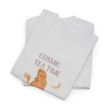 Cosmic Tea Time 111 Unisex T-Shirt – Retro Vintage Graphic Tee, Angel Number Shirt, Spiritual Pin Up Top, Unisex Cosmic Vibes Tee - Madame Soulière