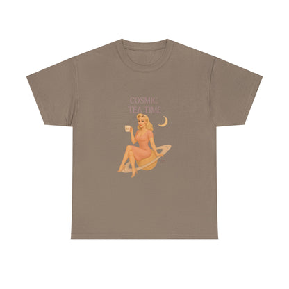 Cosmic Tea Time 111 Unisex T-Shirt – Retro Vintage Graphic Tee, Angel Number Shirt, Spiritual Pin Up Top, Unisex Cosmic Vibes Tee - Madame Soulière
