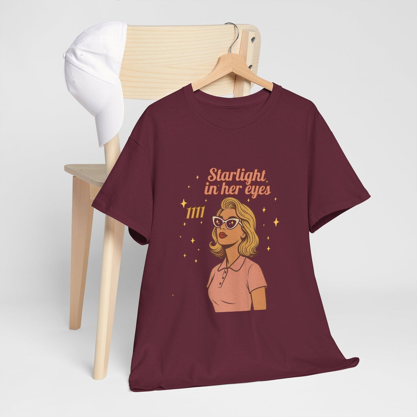 Starlight in Her Eyes – 1111 Angel Number Retro T-Shirt | Unisex Spiritual Vintage Tee - Madame Soulière