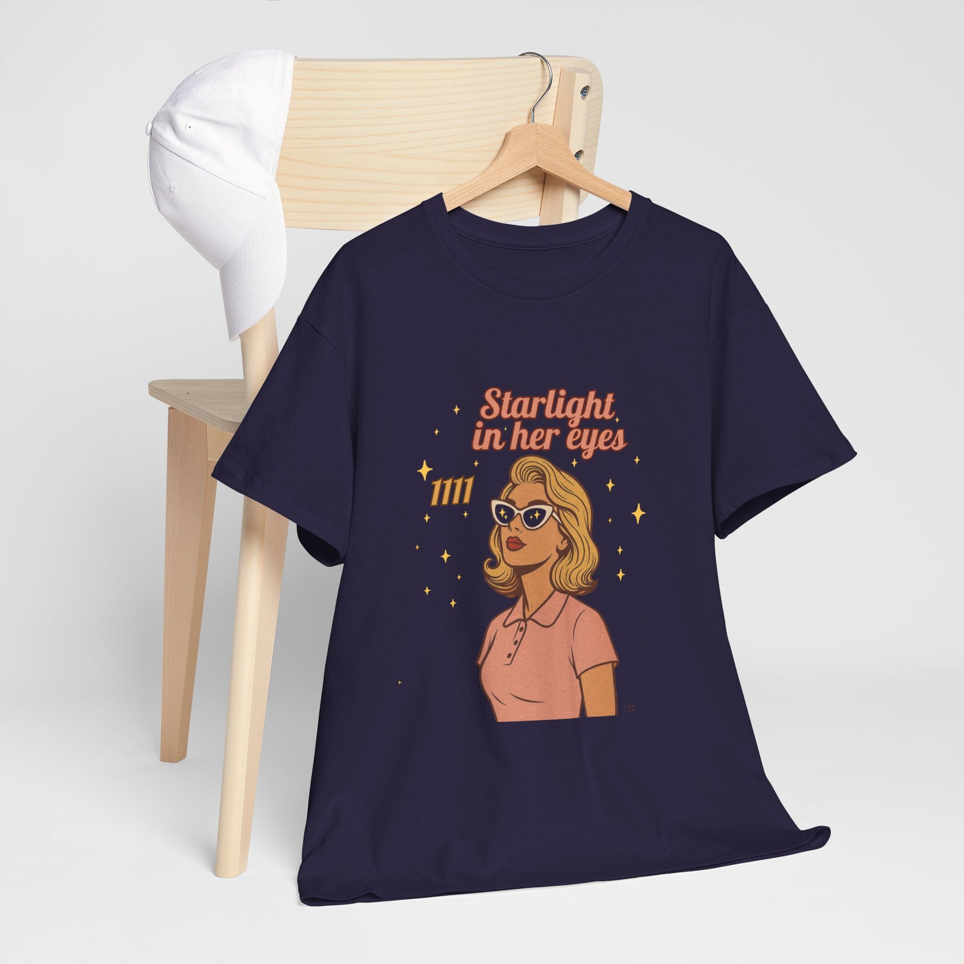 Starlight in Her Eyes – 1111 Angel Number Retro T-Shirt | Unisex Spiritual Vintage Tee - Madame Soulière