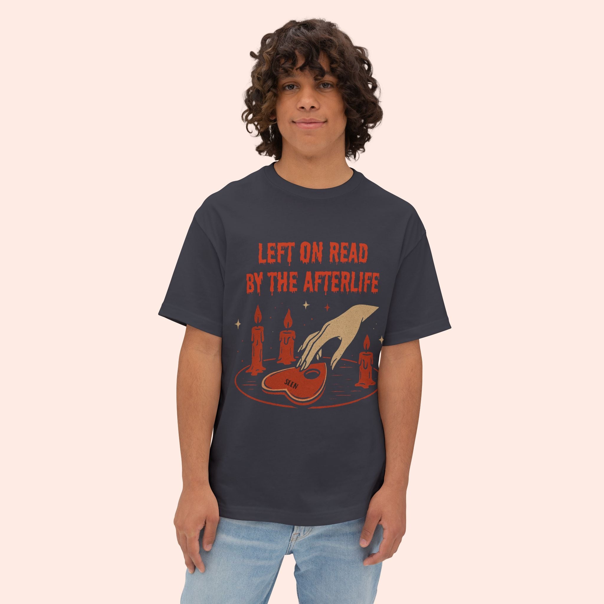 Left on Read by the Afterlife – Vintage Halloween Long Boxy T-Shirt