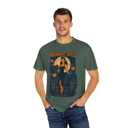 Midnight Spell Halloween Unisex T-Shirt – Retro Witch Graphic Tee, Vintage Spooky Horror Top, Scary Season Shirt - Madame Soulière