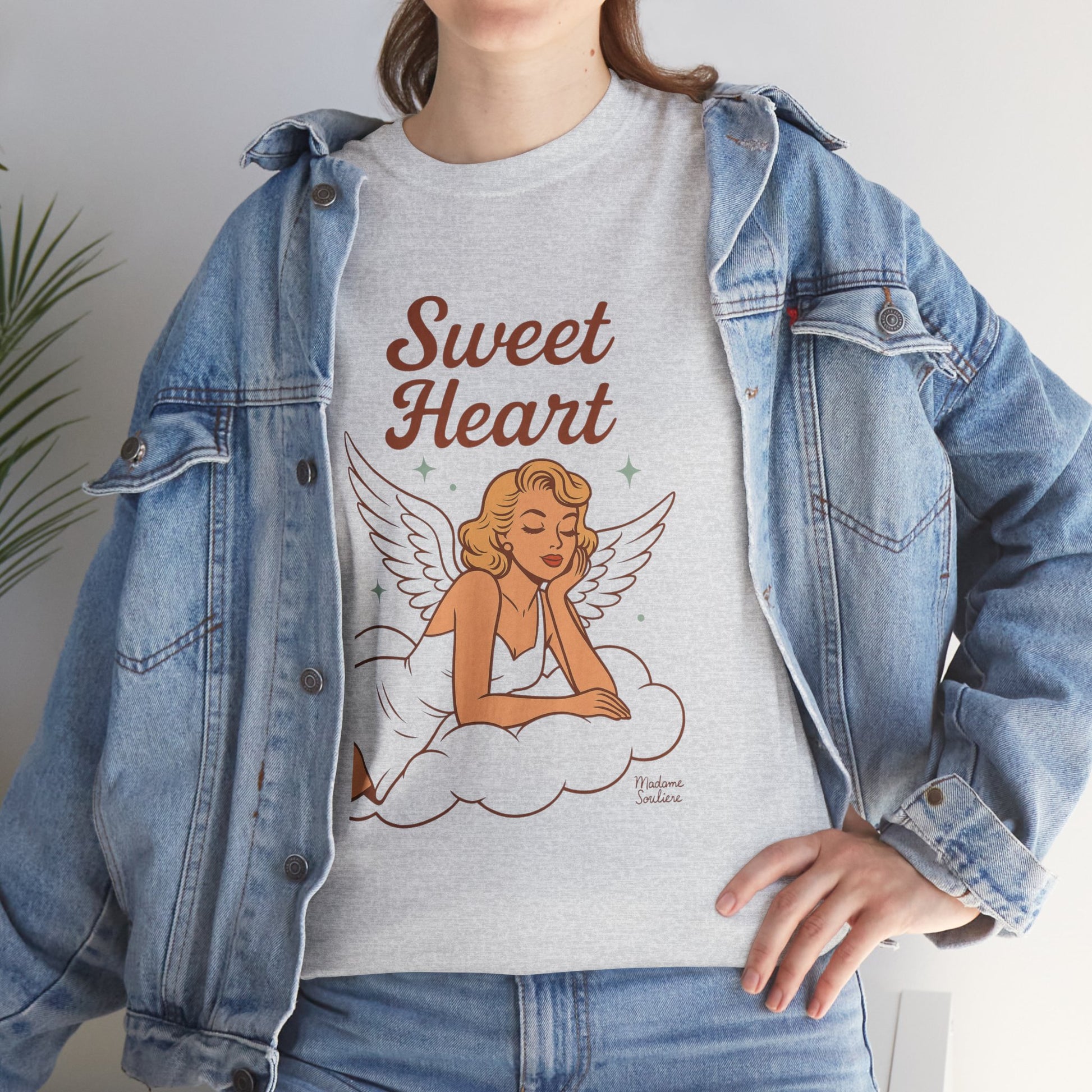 Sweet Heart Unisex T-Shirt – Retro Angel Graphic Tee, Vintage Pin Up Inspired Top, Feminine Heaven Sent Shirt - Madame Soulière