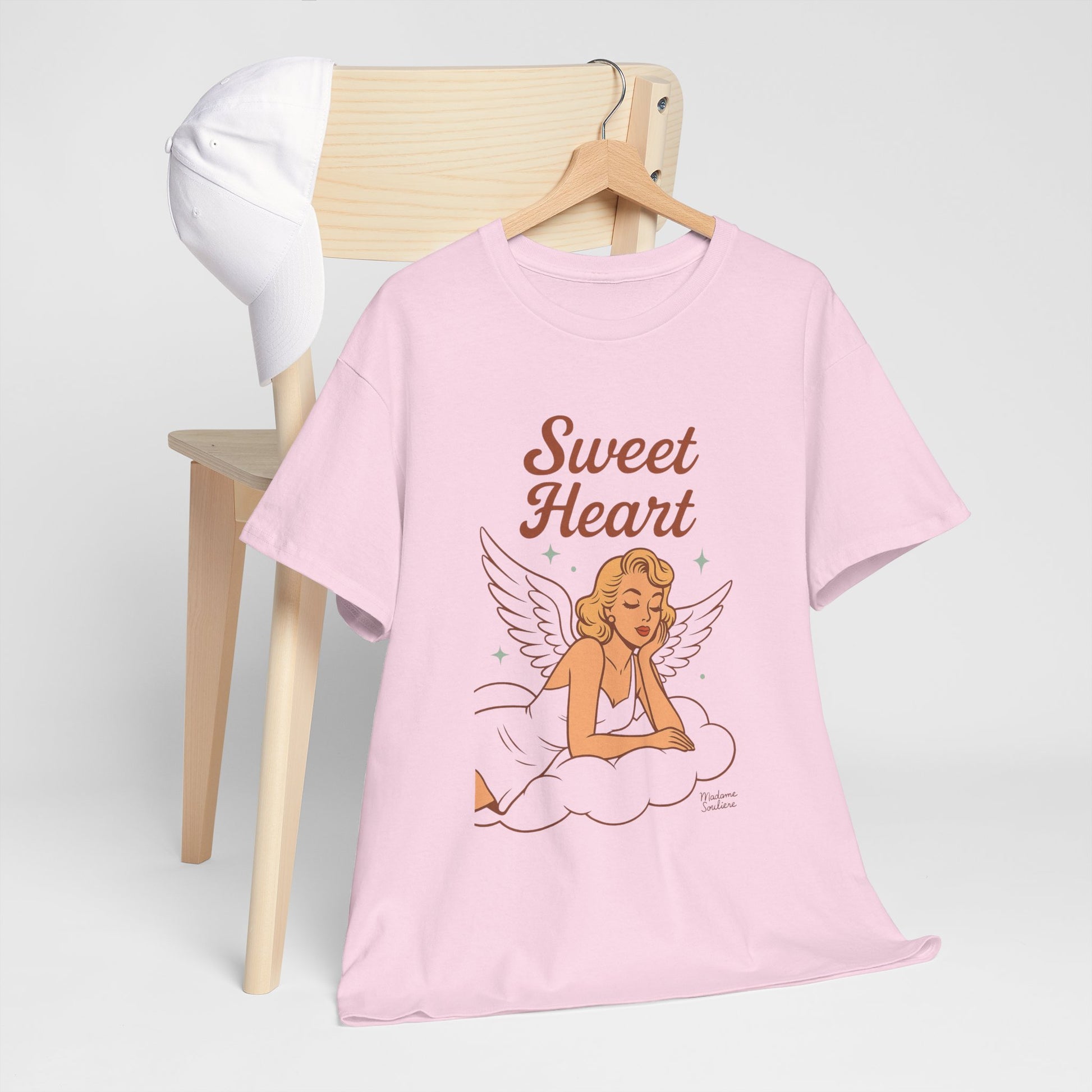 Sweet Heart Unisex T-Shirt – Retro Angel Graphic Tee, Vintage Pin Up Inspired Top, Feminine Heaven Sent Shirt - Madame Soulière