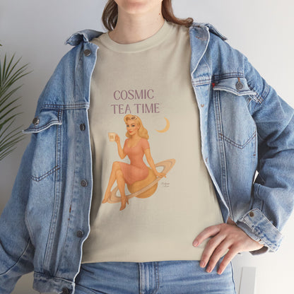 Cosmic Tea Time 111 Unisex T-Shirt – Retro Vintage Graphic Tee, Angel Number Shirt, Spiritual Pin Up Top, Unisex Cosmic Vibes Tee - Madame Soulière