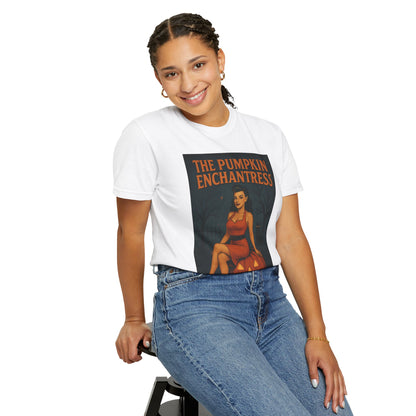 The Pumpkin Enchantress Halloween Unisex T-Shirt – Retro Witch Graphic Tee, Vintage Pumpkin Horror Top, Spooky Unisex Scary Season Shirt - Madame Soulière