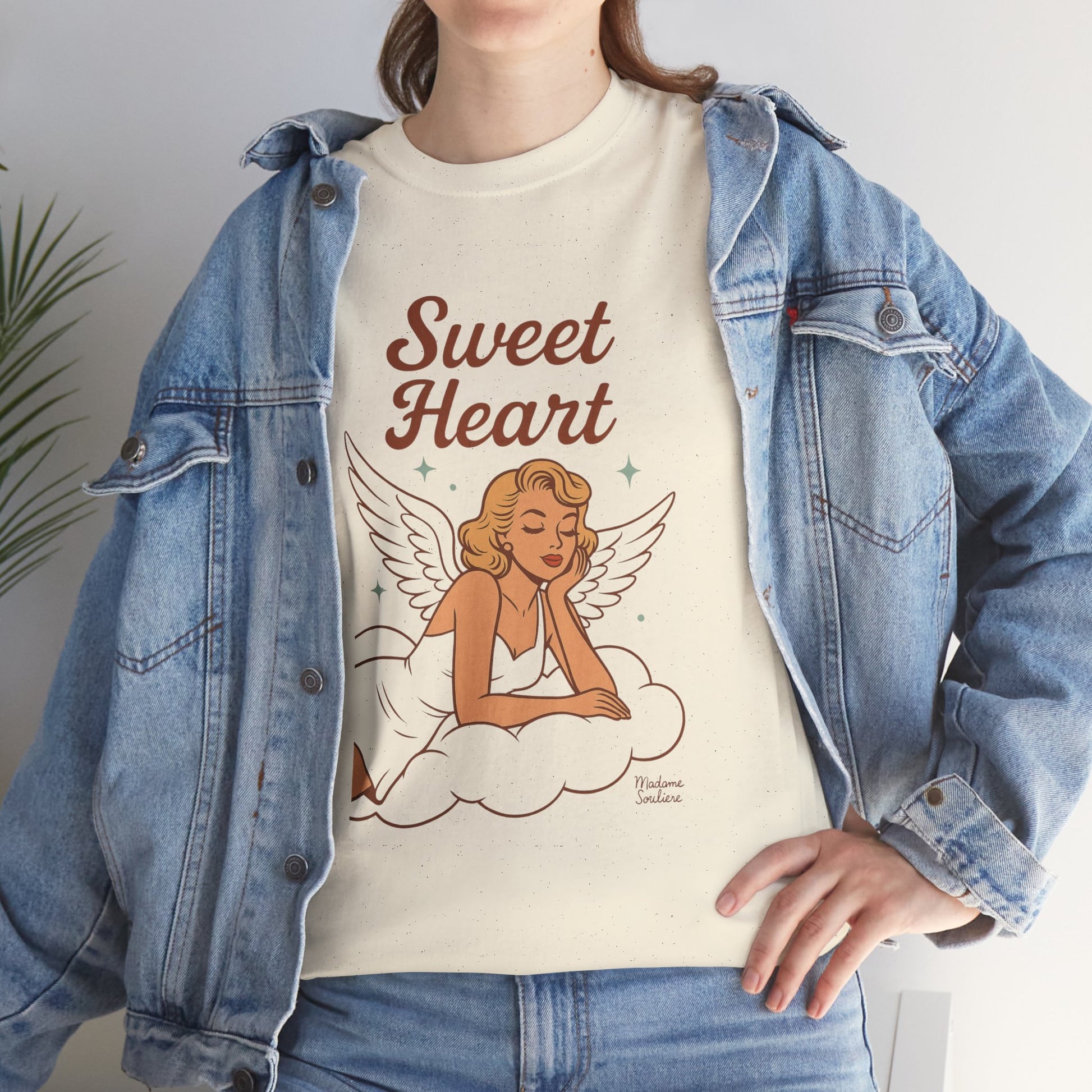 Sweet Heart Unisex T-Shirt – Retro Angel Graphic Tee, Vintage Pin Up Inspired Top, Feminine Heaven Sent Shirt - Madame Soulière
