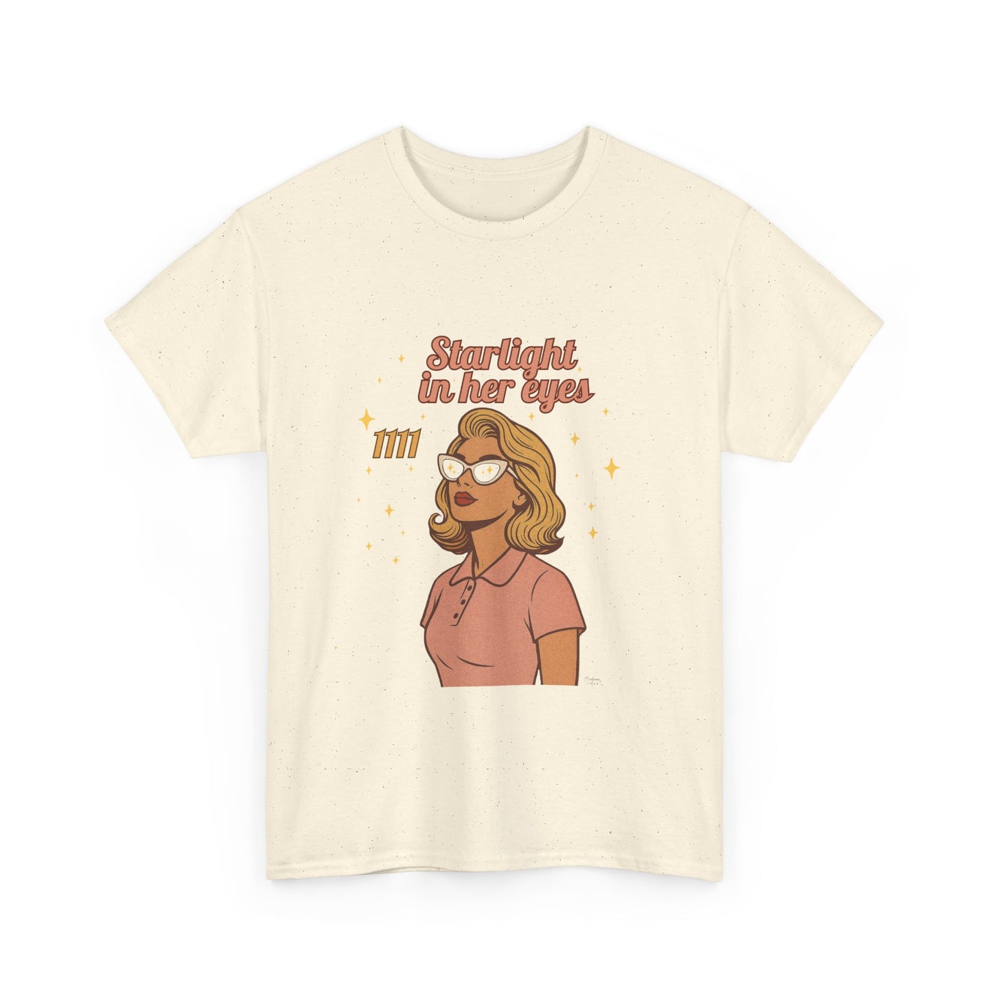 Starlight in Her Eyes – 1111 Angel Number Retro T-Shirt | Unisex Spiritual Vintage Tee - Madame Soulière
