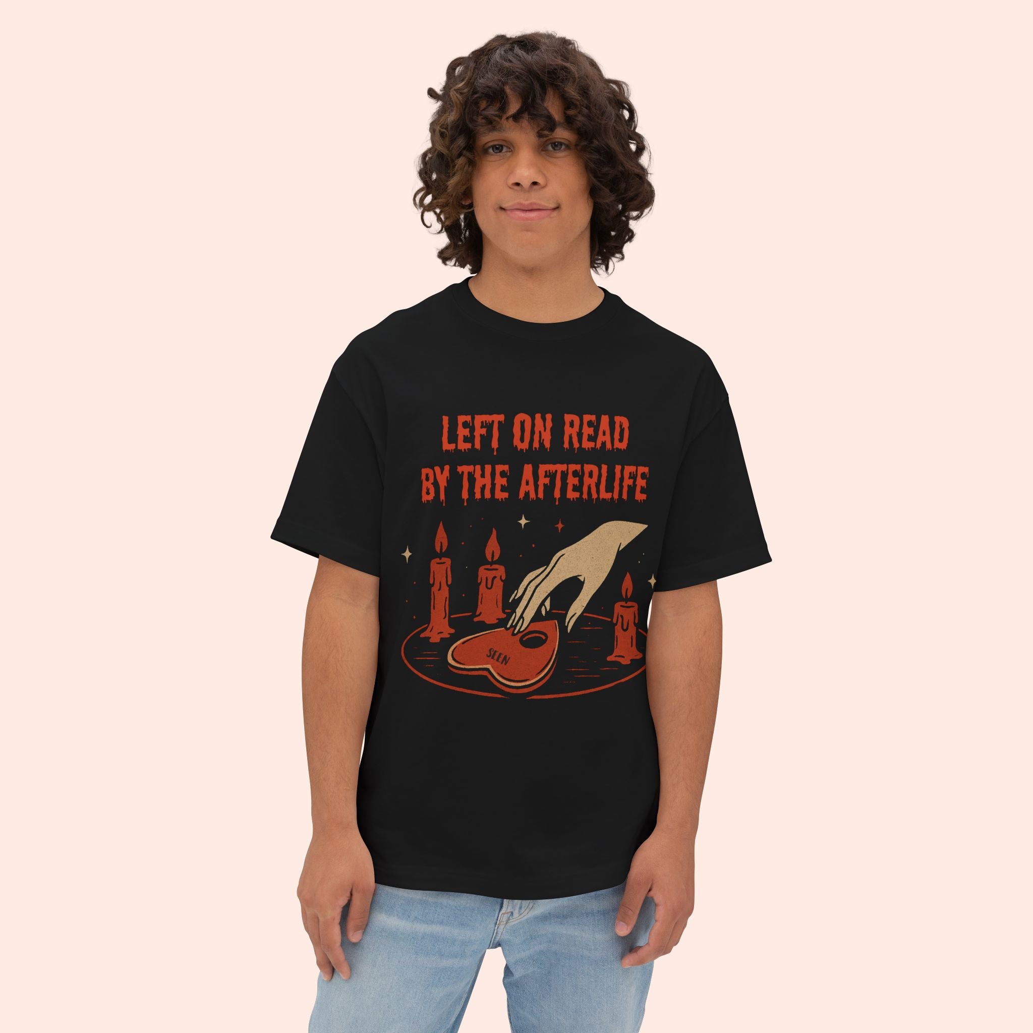 Left on Read by the Afterlife – Vintage Halloween Long Boxy T-Shirt