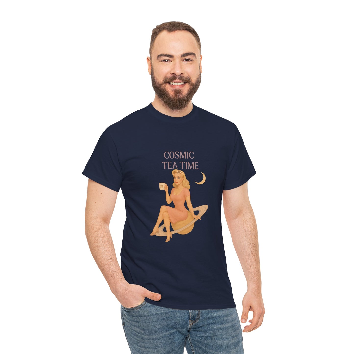 Cosmic Tea Time 111 Unisex T-Shirt – Retro Vintage Graphic Tee, Angel Number Shirt, Spiritual Pin Up Top, Unisex Cosmic Vibes Tee - Madame Soulière