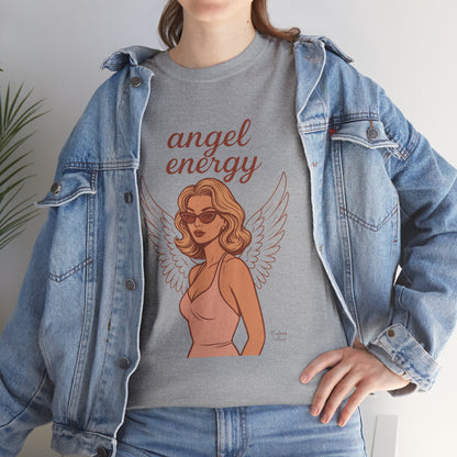 Angel Energy Unisex T-Shirt – Vintage Retro Graphic Tee, Spiritual Pin Up Shirt, Feminine Aesthetic Empowerment Top - Madame Soulière