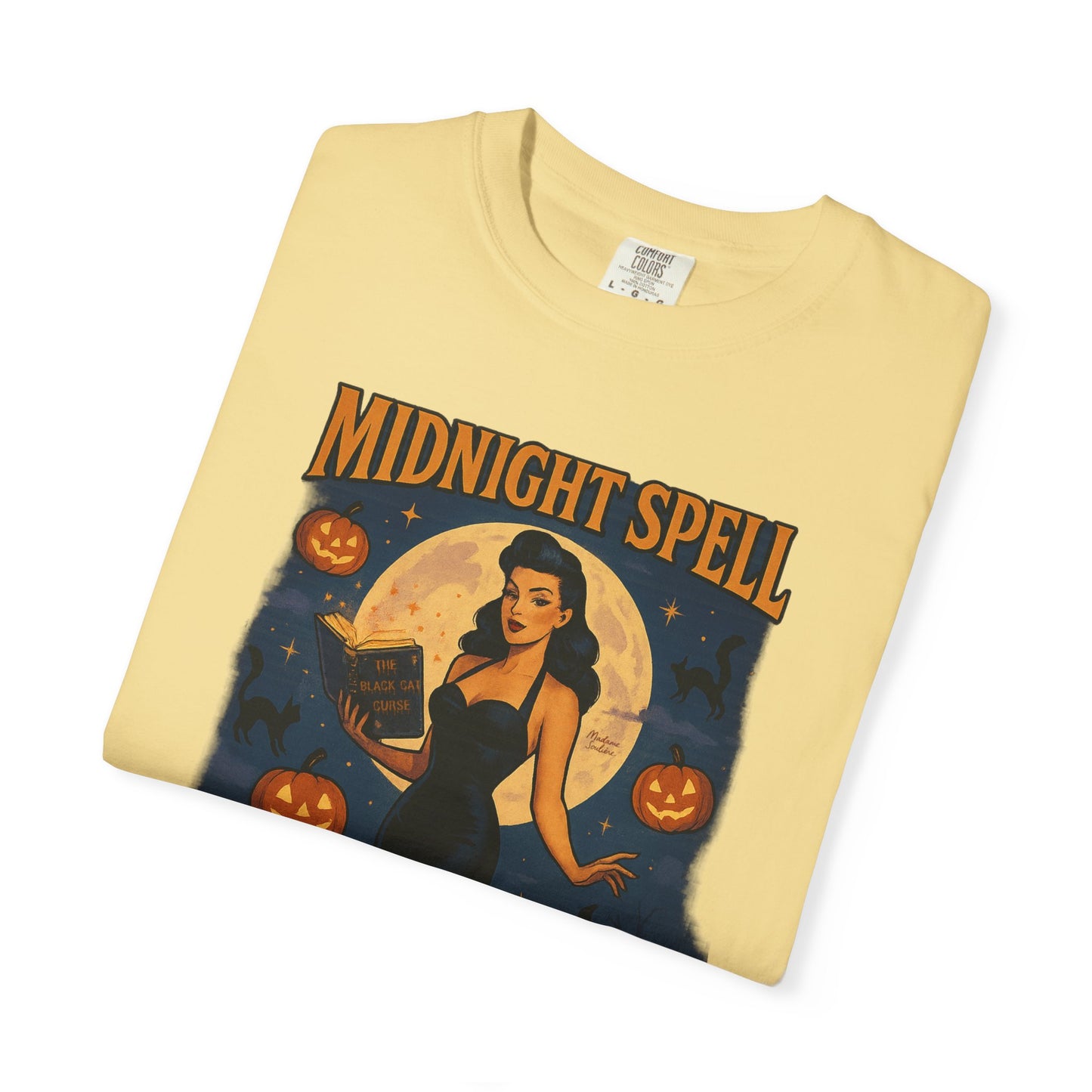 Midnight Spell Halloween Unisex T-Shirt – Retro Witch Graphic Tee, Vintage Spooky Horror Top, Scary Season Shirt - Madame Soulière