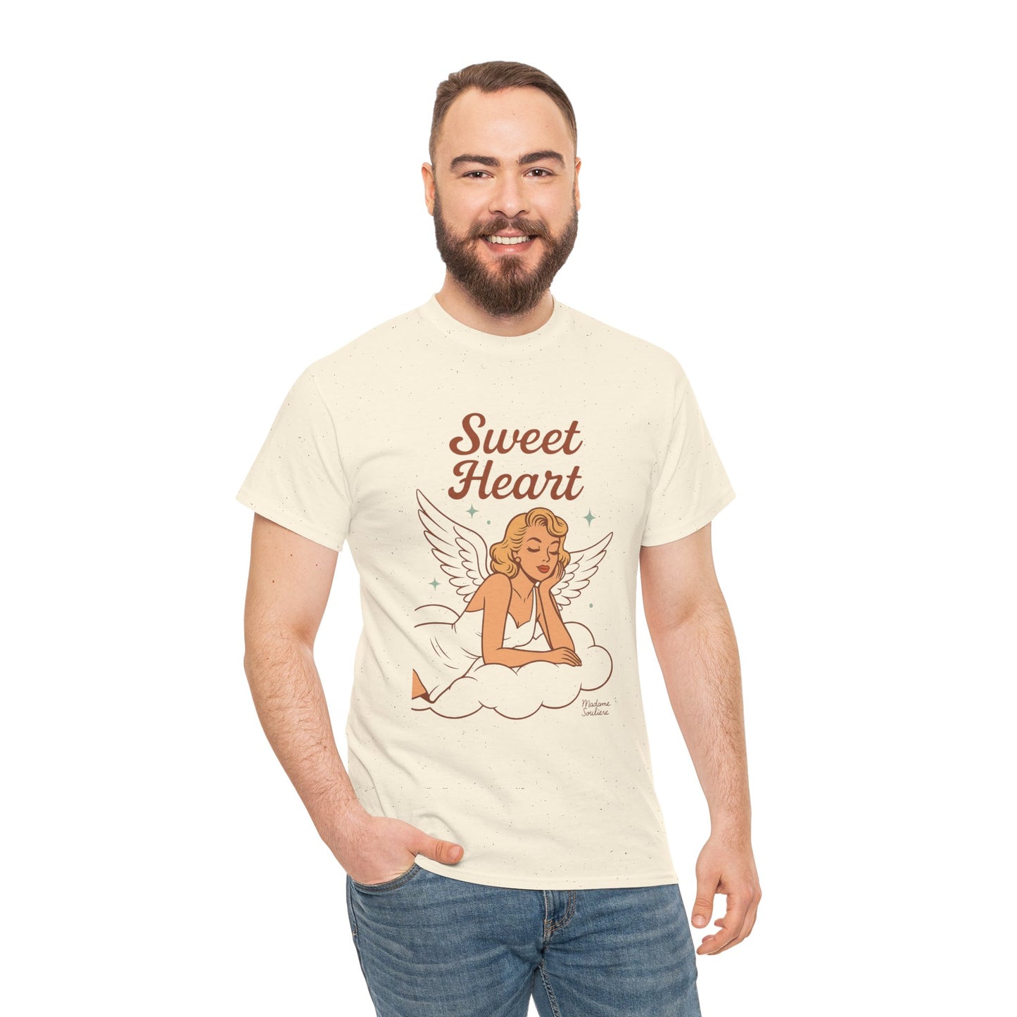 Sweet Heart Unisex T-Shirt – Retro Angel Graphic Tee, Vintage Pin Up Inspired Top, Feminine Heaven Sent Shirt - Madame Soulière