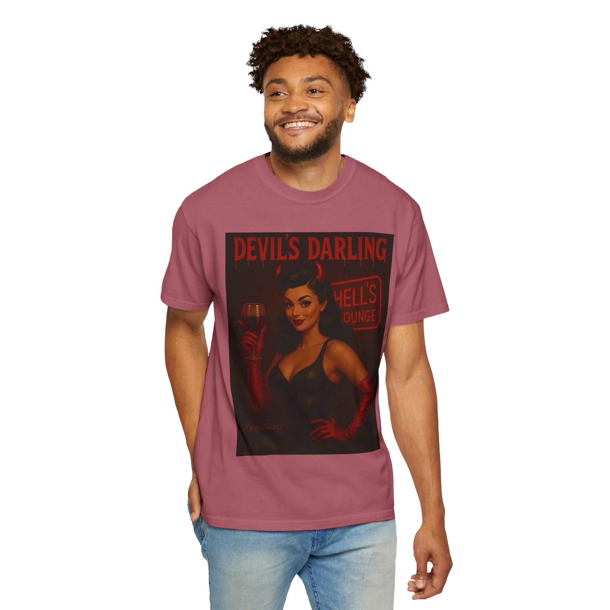 Devil’s Darling – Retro Pin-Up Devil Unisex T-Shirt